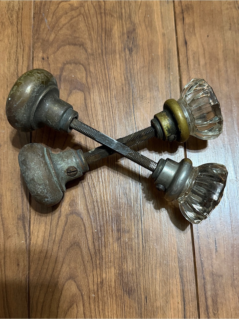Vintage Glass and metal Door Knobs